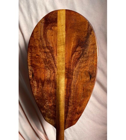 Curly Koa Burl Paddle with T-handle - Hawaiian Outrigger Canoe Paddling
