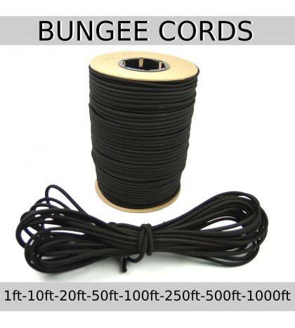 Black Bungee Cord Marine Grade Heavy Duty Shock Rope Tie Down Stretch Band