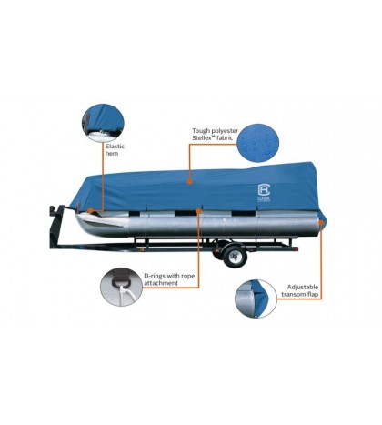 Classic Accessories Stellex Pontoon Boat Cover, Durable Boat Cover with Polyeste