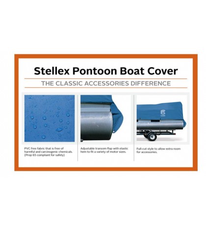 Classic Accessories Stellex Pontoon Boat Cover, Durable Boat Cover with Polyeste