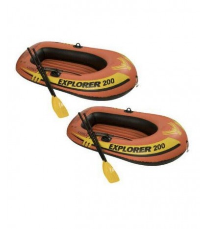 Intex Explorer 200 Inflatable 2 Person River Boat Raft Set w/ Oars & Pump (Pair)