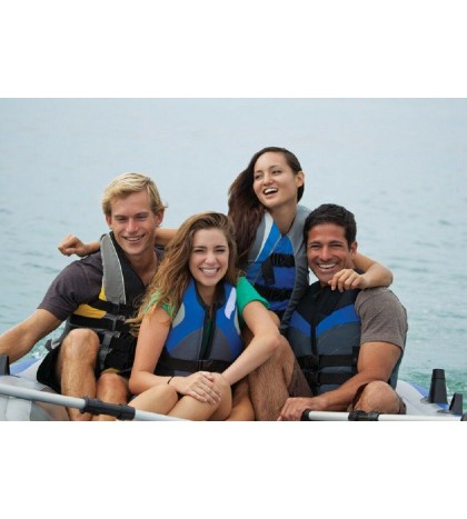 Intex Excursion 5 Person Inflatable Boat Set w/ 2 Oars, Air Pump & Bag (2 Pack)