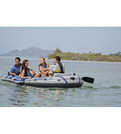 Intex Excursion 5 Person Inflatable Boat Set w/ 2 Oars, Air Pump & Bag (2 Pack)