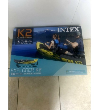 Intex Explorer K2 Kayak 2-Person Inflatable Set w Aluminum Oars Air Pump 68307EP