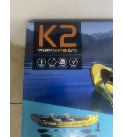 Intex Explorer K2 Kayak 2-Person Inflatable Set w Aluminum Oars Air Pump 68307EP