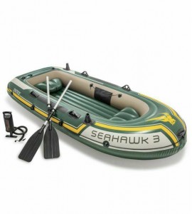 Seahawk 3, 3-Person Inflatable Boat Set with Aluminum Oars and High Output Air Seahawk 3, 3-Person Inflatable Boat Set with Aluminum Oars and High Output Air