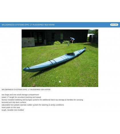 Wilderness Systems Epic 17' Touring / Sea Kayak With Rudder