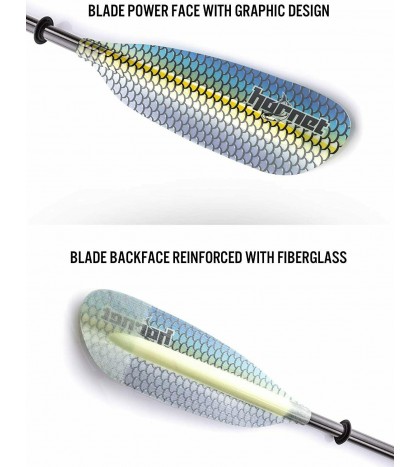 Graphic Fiberglass Multi Functional Kayak Paddle (Blue Scale Design)