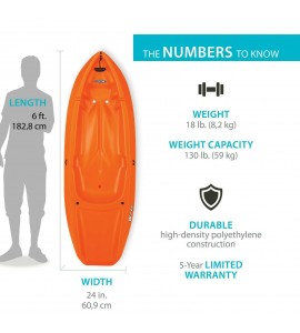 Youth Kayak Lifetime Wave 6 ft  (Paddle Included),