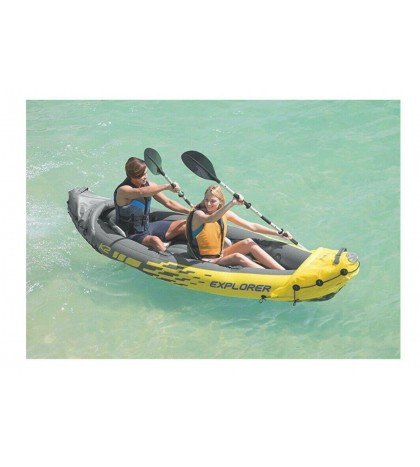 New Explorer K2 Kayak, 2-Person Inflatable Kayak Set with Aluminum Oars, Water