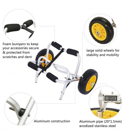 Canoe Cart Kayak Boat Carrier Dolly Trailer Trolley Transport Wheel Tote Wheel
