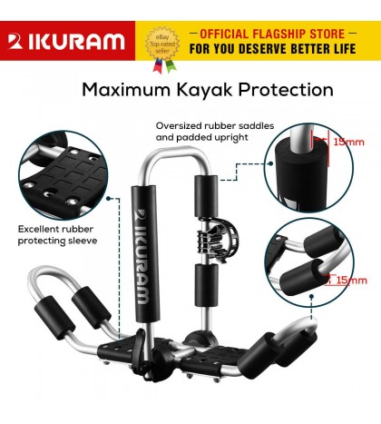 IKURAM 2 bilateral kayaks roof racks Carrier canoe ski holder Folding Universal
