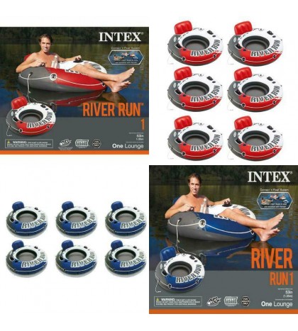 Intex River Run 1 Inflatable Floating Tube Raft for Lake, River, & Pool (6 Pack)