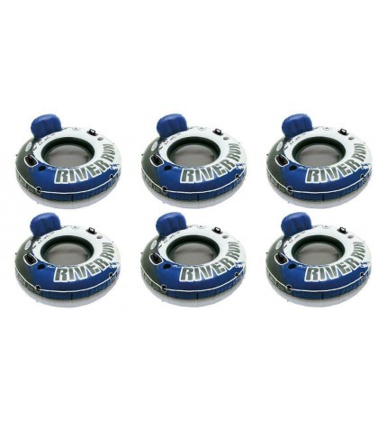 Intex River Run 1 Inflatable Floating Tube Raft for Lake, River, & Pool (6 Pack)