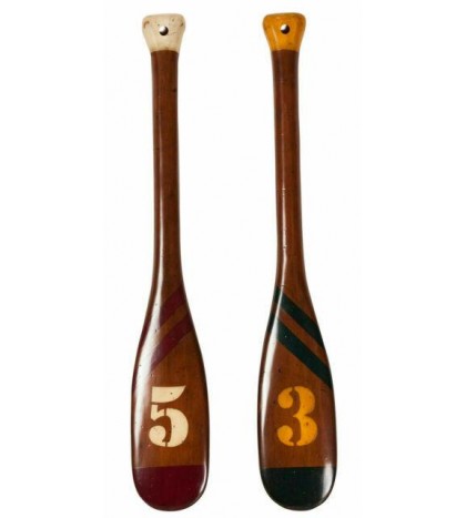 Decorative Backpack Rowing Rowboat Brown Wooden  Oars Set of Two