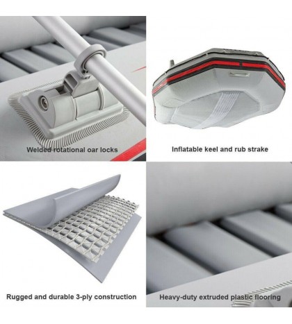 Intex Mariner 4 Person Inflatable Boat Set with Aluminum Oars and Pump