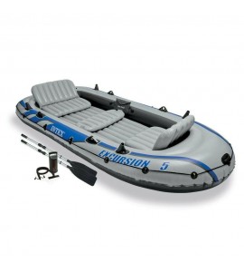 Intex Excursion 5 Person Inflatable Rafting and Fishing Boat Set with 2 Oars