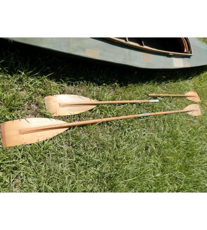 Vintage Canvas & Wood Kayak Canoe & Paddles W/ Whale Patch Estate Find Plus Bonu