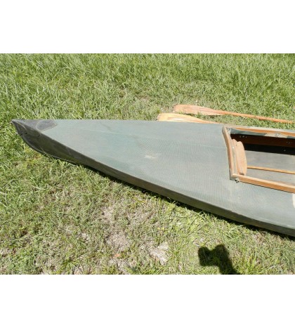 Vintage Canvas & Wood Kayak Canoe & Paddles W/ Whale Patch Estate Find Plus Bonu