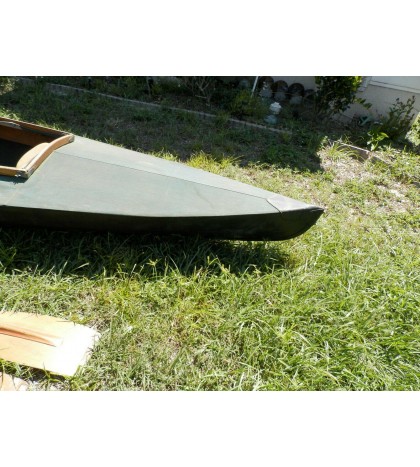 Vintage Canvas & Wood Kayak Canoe & Paddles W/ Whale Patch Estate Find Plus Bonu