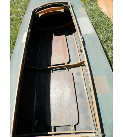 Vintage Canvas & Wood Kayak Canoe & Paddles W/ Whale Patch Estate Find Plus Bonu