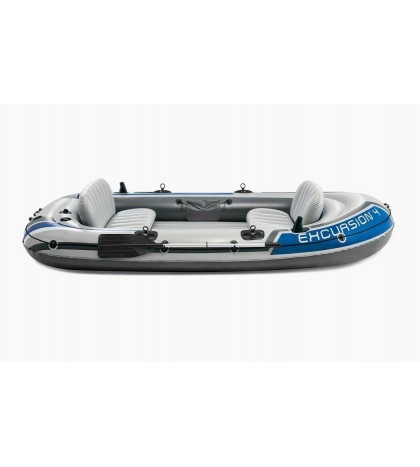 Intex Excursion 4, 4 Person Inflatable Boat Set with Aluminum Oars