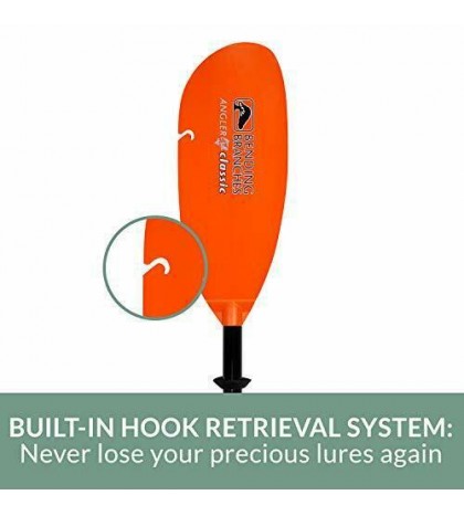 Angler Classic 2-Piece Snap-Button Fishing Kayak Paddle Black Shaft/Orange Blade