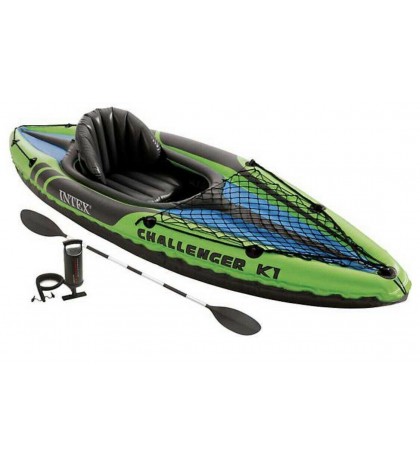 NEW Intex Challenger K1 Inflatable 1-Person Kayak Set w/ Air Pump & Paddle Oar