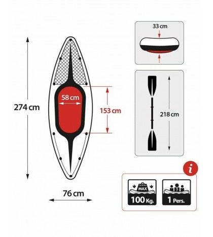 Intex Challenger K2 Two Person Inflatable Kayak Kit w/ Oars Pump - (Used)