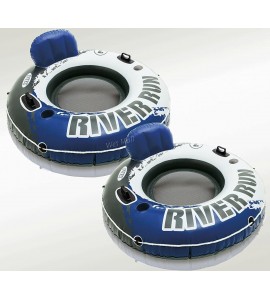 Intex River Run Inflatable Floating Tube Water Raft for Lake River Pool (2 Pack)
