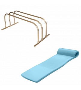 TRC Recreation PVC Pool Float Storage Drying Rack w/ Foam Lounger Metallic Blue