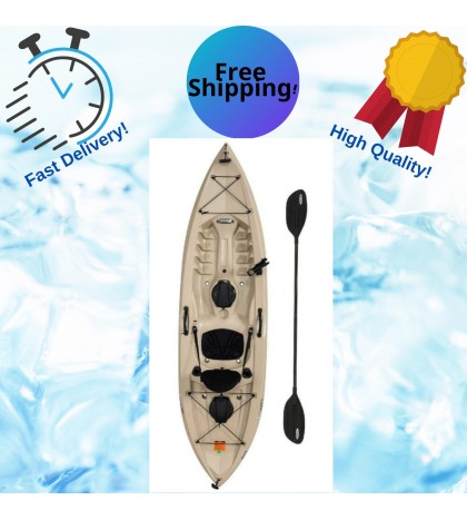 10ft Tamarack Angler Kayak Sit On Top Fishing with Paddle Tan