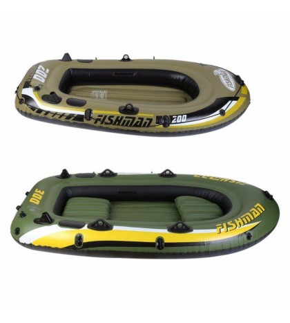 Rubber Boat Kit PVC Inflatable Fishing Drifting Rescue Raft Boat Life Jacket Two