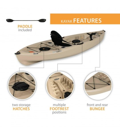 10FT Kayak Fishing Canoeing W/ Paddle Water Sports Lakes Rivers Sporting (Tan)