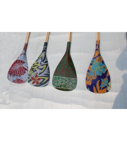 ZJ SPORT Hybrid Outrigger Canoe OC Paddle With Carbon Graphic Blade Wood Shaft