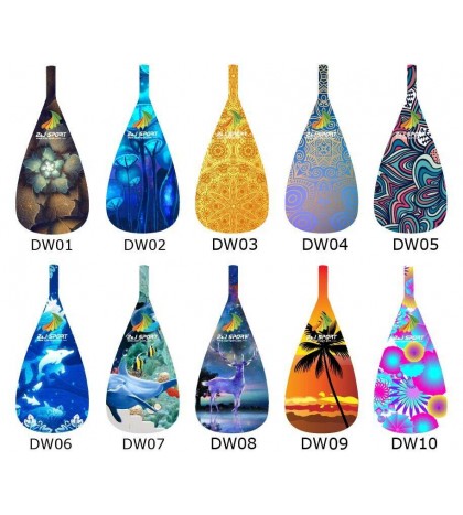 ZJ SPORT Hybrid Outrigger Canoe OC Paddle With Carbon Graphic Blade Wood Shaft