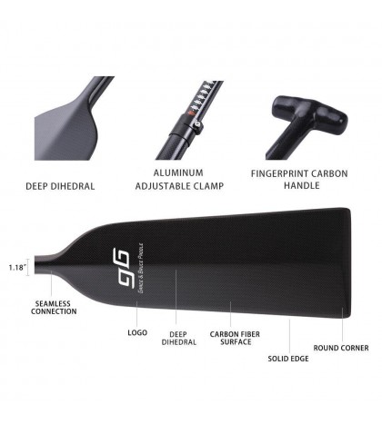 IDBF Approved Adjustable Carbon Fiber Dragon Boat Paddle With Dihedral Blade