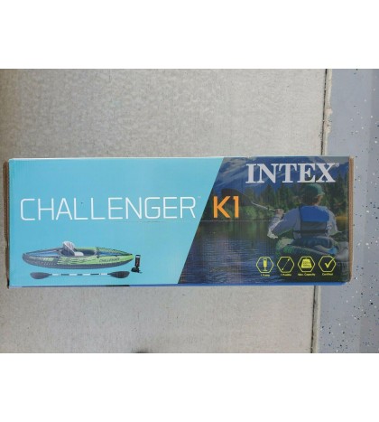 Intex Challenger K1 Inflatable Kayak w/ Oar & Hand Pump 68305EP *Ships Same Day*