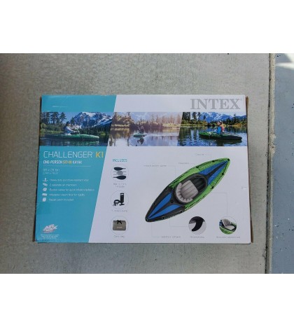 Intex Challenger K1 Inflatable Kayak w/ Oar & Hand Pump 68305EP *Ships Same Day*
