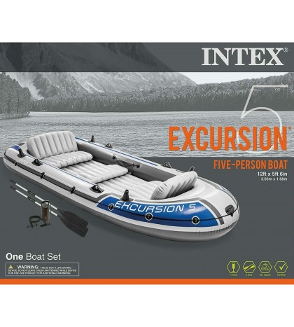Intex Excursion Inflatable Boat Series 5-person raft * 2 oars * Ready to ship