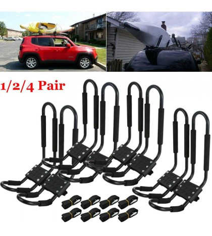 Canoe Kayak Roof Rack 1/2/4 Pair J-Bar Top Mount Car SUV Truck Boat Surf Carrier