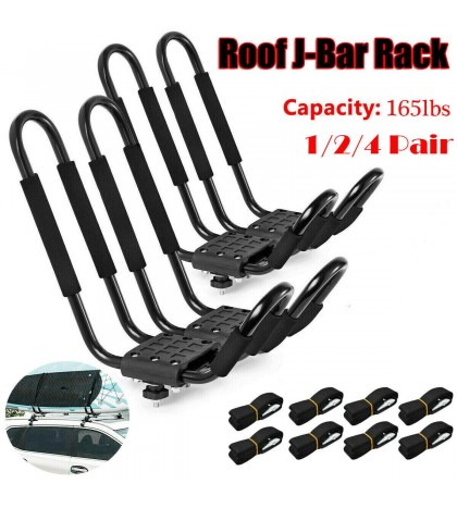 Canoe Kayak Roof Rack 1/2/4 Pair J-Bar Top Mount Car SUV Truck Boat Surf Carrier