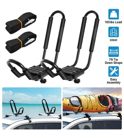 1-4 Pair Kayak Ski Roof Rack Canoe Carrier Top J-Bar Mount for SUV Truck Van Car