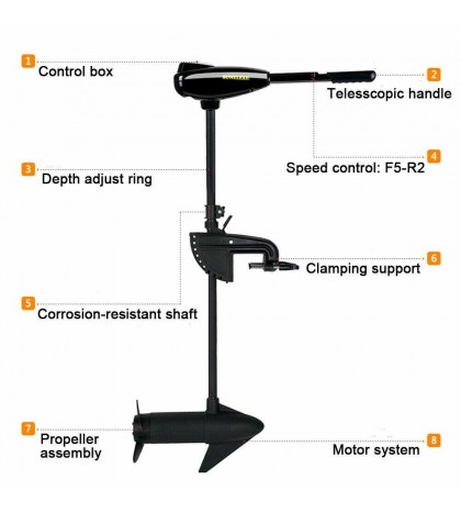 12V 58LBS Electric Trolling Brush Motor Outboard Motor Inflatable Boat Engine