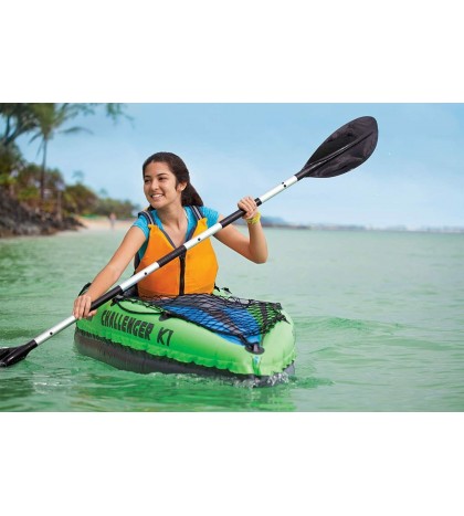 Challenger K1 Kayak 1-Person Inflatable Kayak Set /Aluminum Oars Output Air Pump