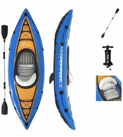 Bestway Hydro-Force Cove Champion Inflatable Kayak W/Paddle + Pump IN HAND