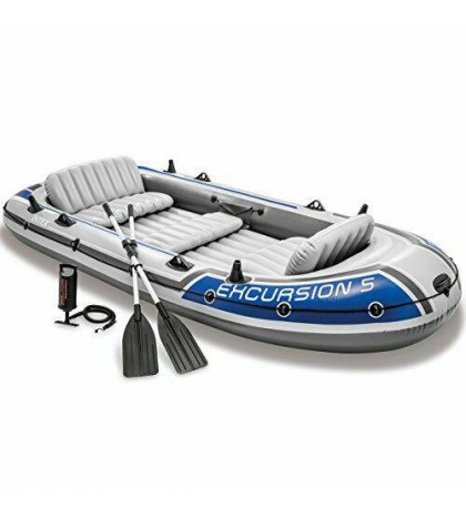 Intex Excursion 5, 5-Person Inflatable Boat Set with Aluminum Oars and High Outp