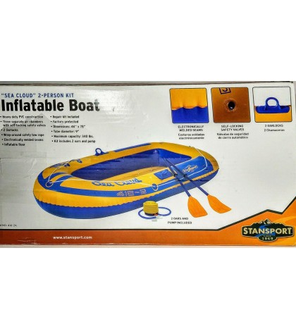 Stansport Sea Cloud 2-Person BoatnBlue-Yellow 416-2K NEW