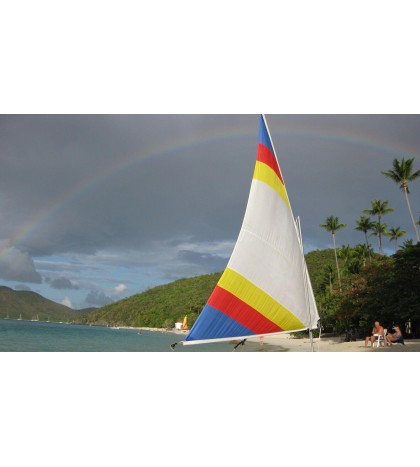 Sail for Snark Sunflower 3.3 -  55 SF - White with Rainbow Stripes - Sail Only