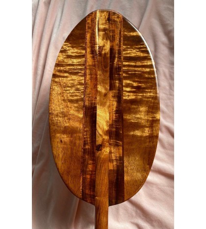 Rare Curly Koa Paddle with Oversized Blade - Hawaiian Outrigger Canoe Paddling